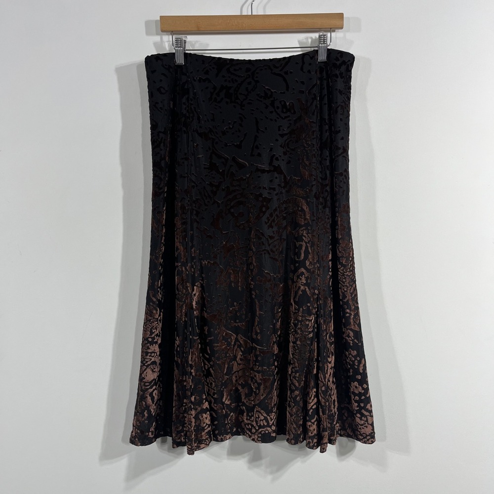 Jones NY VTG Fairy Grunge Burnout Velvet Paisley Midi Skirt Size L Whimsigoth